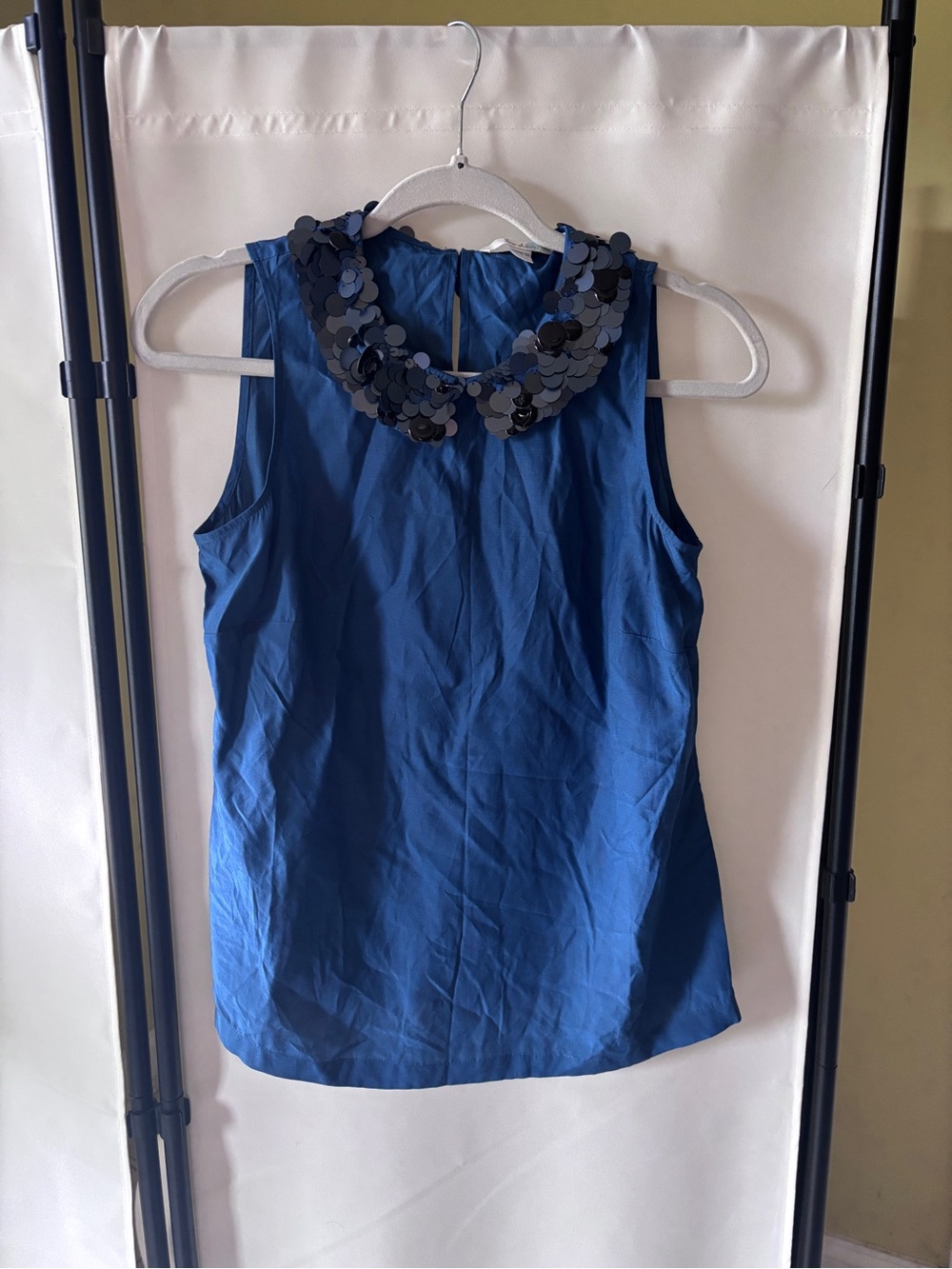 Vintage Y2K Boden Blue Sleeveless Sequin Collar Tanktop Blouse